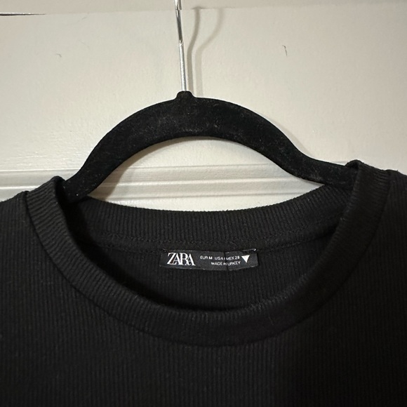 Zara Black Side Ruched Drawstring Tee - Picture 2 of 3